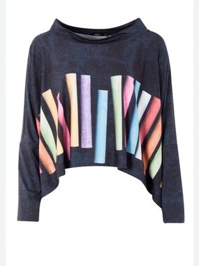 Ralston Chalk Print Ale Long Sleeve Top - Navy with Multicolor Chalk